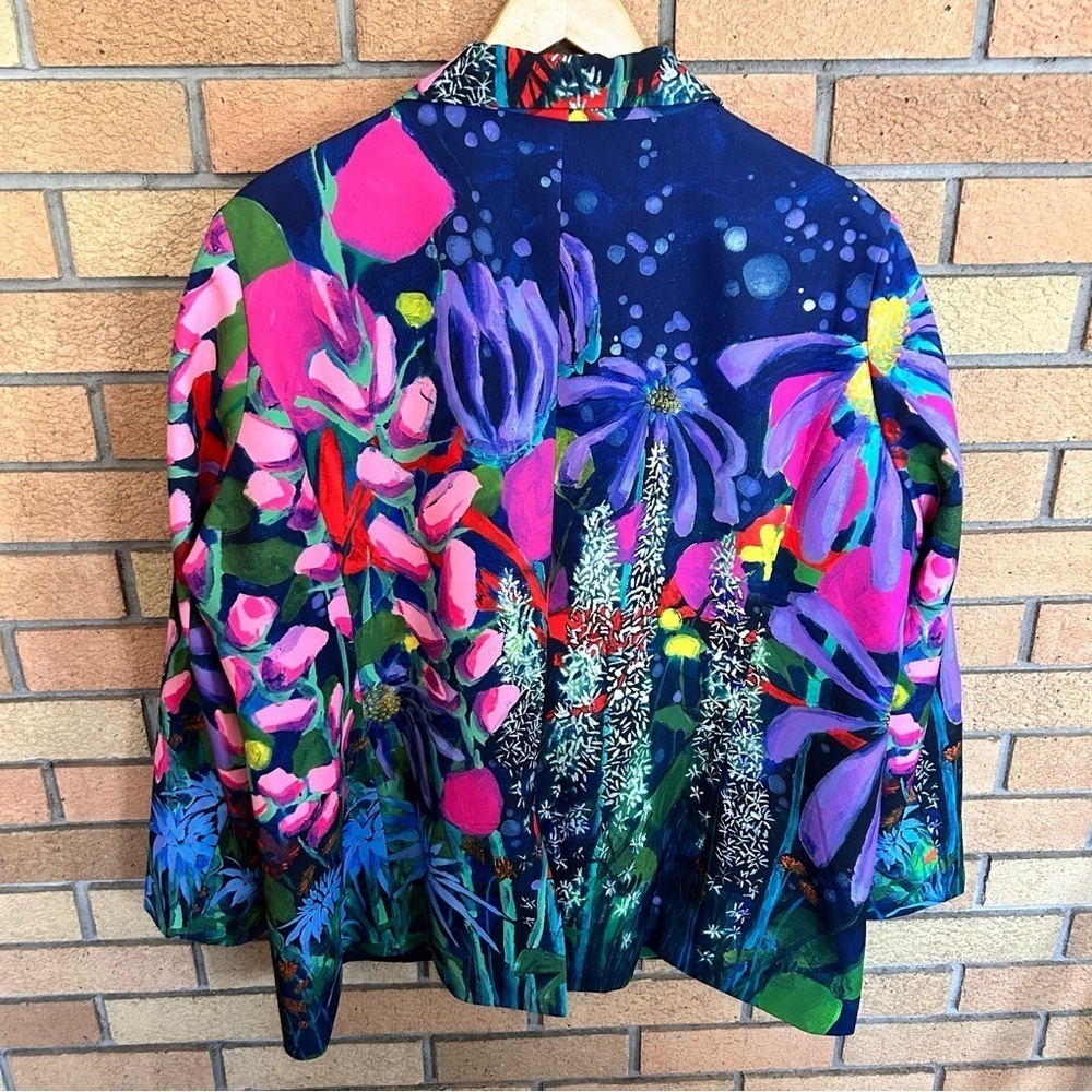 Claire Desjardins Blazer Jacket Abstract Colorful Art to Wear Floral Design 1X - Picture 3 of 8